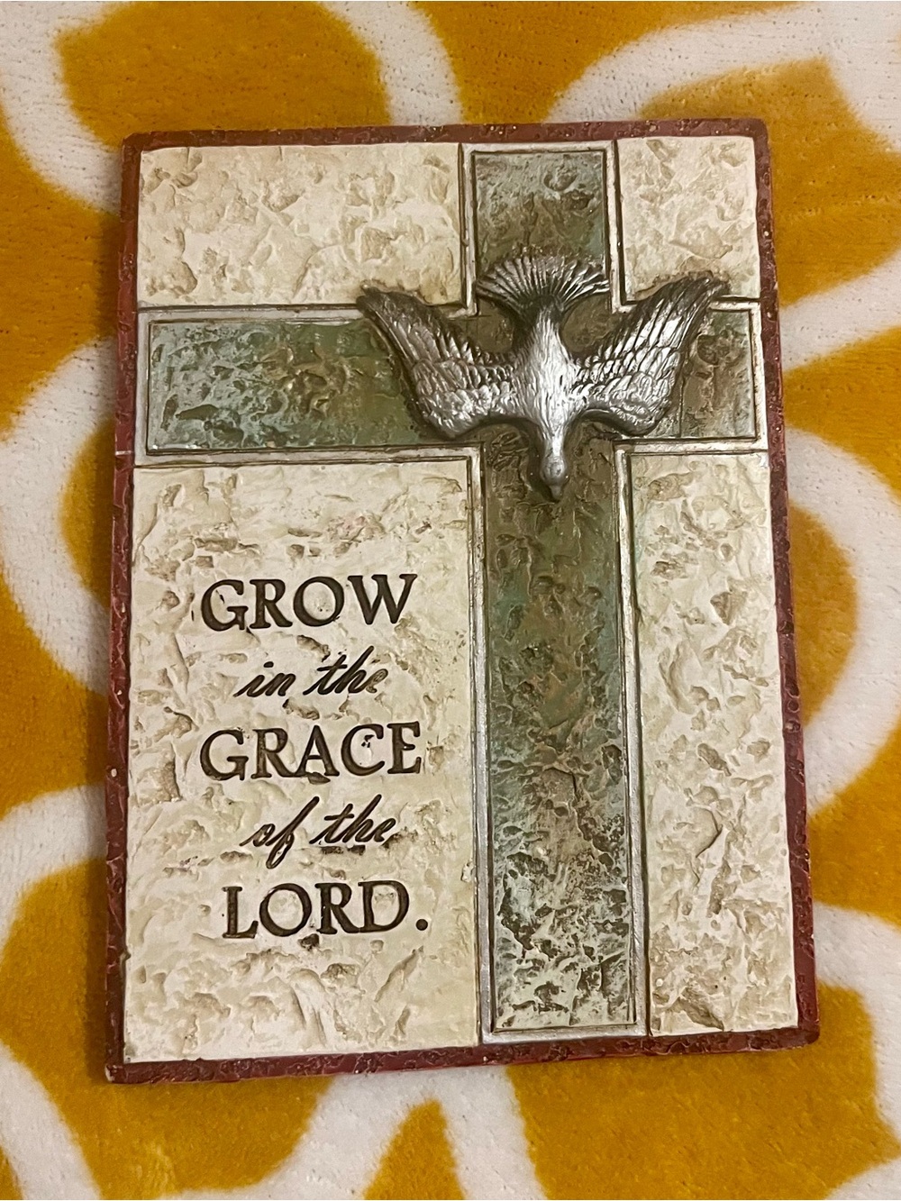 Joseph's Studio Cross Wall Plaque w/ Dove "Grow in the Grace of the Lord"